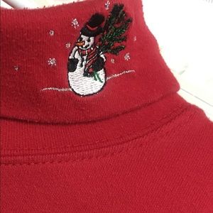 Holiday/snowman themed red turtleneck